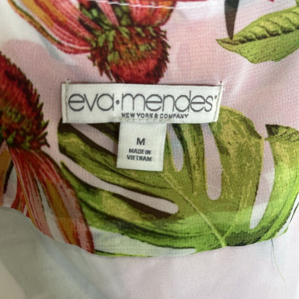 Eva Mendes Wrap Around Dress Hibiscus Monstera Green Red Size Medium NEW - Picture 7 of 9